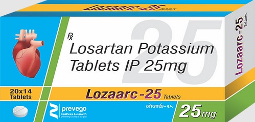 Each film coated tablets contains:- LOSARTAN POTASIUM 25 MG.