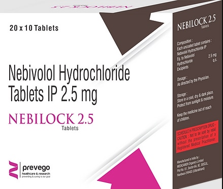 Nebilock 2.5 Tablet belongs to a group of medicines called beta-blockers. It is used to treat high blood pressure (hypertension). It also helps to prevent future heart attacks and stroke and to prevent migraines.
