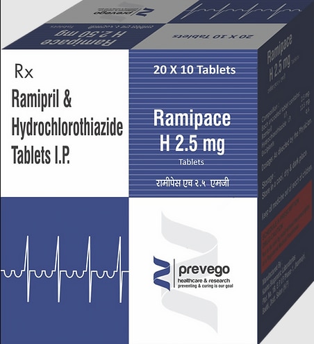 Each Uncoated Tablets Contains: Ramipril 2.5mg + Hydrochlorothiazide 12.5 mg.