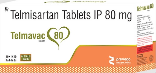 Telmavac 80 Tablet is a medicine used to treat high blood pressure and heart failure. Lowering blood pressure helps to prevent future heart attacks and strokes. This medicine is also effective in preserving kidney function in patients with diabete