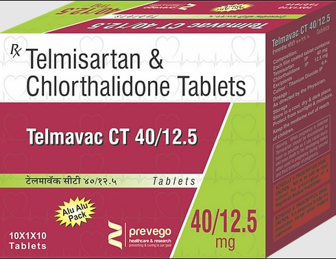 Each uncoated tablets contains :- TELMISARTAN 40MG+ CHLORTHALIDONE 12.5 MG.