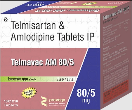 Each uncoated bilayered tablets contains :- TELMISARTAN 80 MG +AMLODIPIN 5 MG.