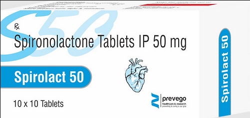 SPIROLACT 50 Tablet is a medicine known as a diuretic (water pill). It is mainly used in the treatment of heart failure and high blood pressure. It reduces the swelling (edema) caused by some other conditions. This medicine is also used to treat low potassium levels in the body (hypokalemia).
