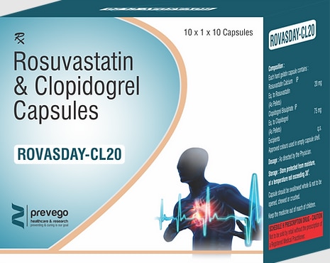 ROVASDAY CL 20 Tablet is a combination of two medicines used to prevent heart attack and stroke. This medicine reduces the