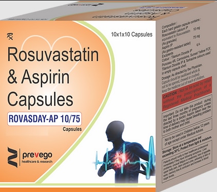 ROVASDAY AP 10/75 Capsule is a combination of two medicines used to prevent heart attack and stroke. This medicine reduces the
