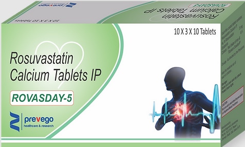 ROVASDAY 5 Tablet belongs to a group of medicines called statins. It is used to lower cholesterol and reduce the risk of heart disease. Cholesterol is a fatty substance that builds up in your blood vessels and causes narrowing, which may lead to a heart attack or stroke.