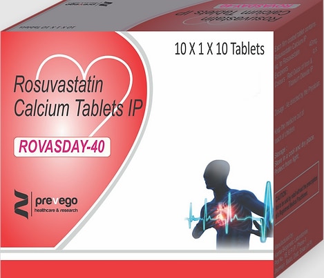 ROVASDAY 40 Tablet belongs to a group of medicines called statins. It is used to lower cholesterol and reduce the risk of heart disease. Cholesterol is a fatty substance that builds up in your blood vessels and causes narrowing, which may lead to a heart attack or stroke.