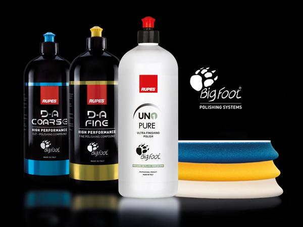 Using the latest breakthroughs in abrasive technology, developed, tested, refined, blended, and packaged 100% in-house by RUPES in Italy, these all-new compound and polish formulas aren’t just a new standard for RUPES, they’re a new standard for the surface correction. Each of these new BigFoot liquids represents the RUPES commitment to innovation and quality. Improved cutting performance, astounding finishing ability, and a focus on the user experience. We are confident that the new BigFoot D-A Compounds and UNO Pure and UNO Protect will become staples in your arsenal for paint correction.