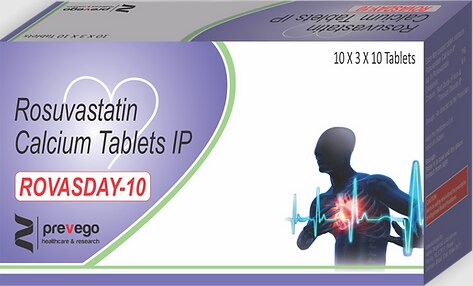 ROVASDAY 10 Tablet belongs to a group of medicines called statins. It is used to lower cholesterol and reduce the risk of heart disease. Cholesterol is a fatty substance that builds up in your blood vessels and causes narrowing, which may lead to a heart attack or stroke.