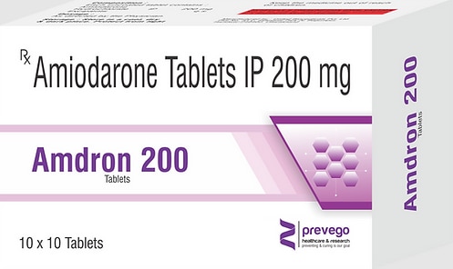 Amdron 200 Tablet is used to treat various types of serious irregular heartbeat (arrhythmia) such as fibrillation and tachycardia. It is an anti-arrhythmic type of medicine and rapidly restores your heart to a steady and regular rhythm.