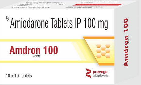 Amdron 100 Tablet is used to treat various types of serious irregular heartbeat (arrhythmia) such as fibrillation and tachycardia. It is an anti-arrhythmic type of medicine and rapidly restores your heart to a steady and regular rhythm.