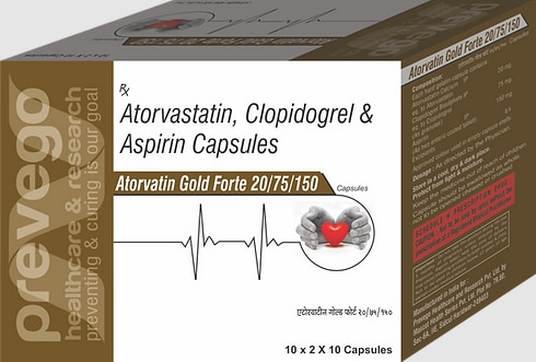 Each Soft Gelatin Capsules Contains:-ATORVASTATIN 20MG + CLOPIDOGREL 75MG + ASPRIN 150MG.