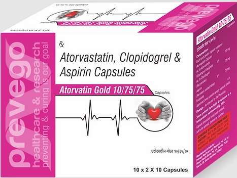 ATORVASTATIN 10MG + CLOPIDOGREL 75MG + ASPRIN 75MG.