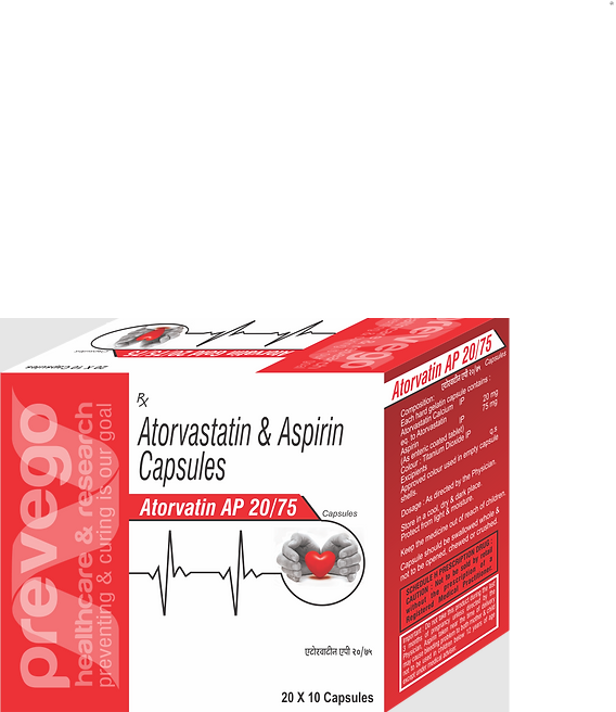 Each hard gelatin capsules contains:- ATORVASTATIN 20 MG + ASPIRIN 75 MG.
