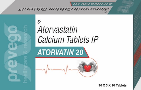 Each Film coated tablet contains : Atorvastatin Calcium IP 20 mg.