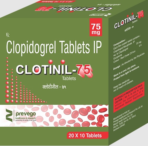 Each film coated tablet contains : Clopidogrel Bisulphate IP eq. to Clopidogrel 75 mg.