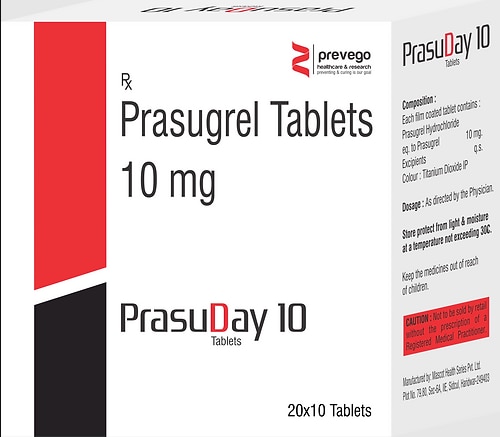 Prasuday 10 Tablet belongs to a group of medicines called antiplatelets or blood thinners. It helps prevent the formation of harmful blood clots and keeps the blood flowing smoothly through your body. This lowers the chances of another heart attack or stroke in people with heart disease.