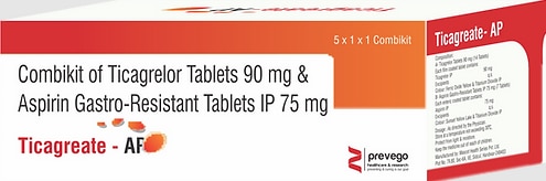 TICAGREATE AP Tablet belongs to a group of medicines called antiplatelet or blood thinners. It reduces the formation of harmful blood clots in blood vessels. This helps to prevent a heart attack or stroke in people with heart disease.