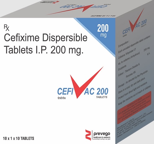 Cefivac 200 DT Tablet is an antibiotic belonging that is used to treat a variety of bacterial infections. It is effective in infections of the respiratory tract (eg. pneumonia), urinary tract, ear, nasal sinus, throat, and some sexually transmitted diseases.