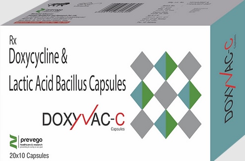 DOXYVAC C Capsule is a combination medicine that is used to treat various types of bacterial infections. It prevents the growth of the microorganisms that cause the infection. It also prevents diarrhea which may occur as side effect of this medicine.