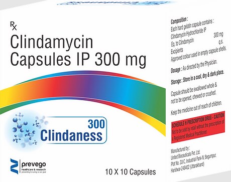 CLINDANESS 300 Capsule is an antibiotic medicine that fights bacteria and is used to treat a variety of bacterial infections. It is effective in infections of the lungs (e.g., pneumonia), throat, stomach, skin and soft tissues, bones and joints, and teeth.