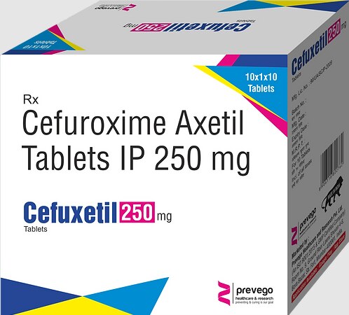 CEFUXETIL 250 mg Tablet is an antibiotic medicine used to treat bacterial infections in your body. It is effective in infections of the lungs (e.g., pneumonia), ear, throat, nasal sinus, urinary tract, skin, soft tissues, bones, and joints. It is also used to prevent infections during surgery.