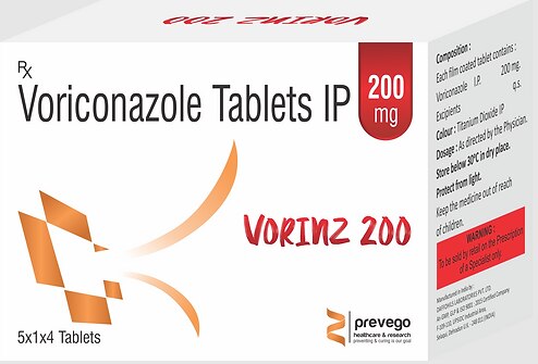 Vorinz 200 Tablet belongs to a group of medicines called antifungals. It works by stopping the growth of fungus and is used to treat a wide range of fungal infections. It kills fungi by destroying the fungal cell membrane.