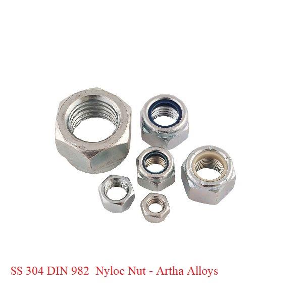 Artha Alloys is one of the most leading manufacturer of SS 304 Din 982 Nyloc Nut. Stainless Steel 304 DIN 982 Nyloc Nut contains high amount of chromium and nickel . Due to presence of chromium and Nickel the product become rust free . Its also prevent SS 304 DIN 982 Nyloc Nut from corrosion . We Provide Stainless Steel SS 304 DIN 982 Nyloc Nut of all types , Kinds and different dimensions of the Spring Nut . SS 304 DIN 982 Nyloc Nut have a feature of high torque value , its means that the can be used in any application which can withstand high pressure. SS 304 is more budget friendly as compare to SS 316.Stainless Steel 304 has the best and the excellent corrosion properties . Nuts come under fasteners. Nut are available in different types Nyloc nut is one of its types .Nylock Nut is also know as Nylon inserted Lock Nut , Polymer Insert Nut and Elastic Stop Nut .SS 304 DIN 982 Nyloc Nut is a type of Nut where nylon is attached Inside the thread of the nut . SS 304 DIN 982 Nyloc Nut is available in different sizes and finishes . Nyloc Nut are mainly of two types which is know as “P’’ and “T”. Type T is more Shallower than P . Stainless Steel 304 DIN 982 Nyloc Nut have 1 to 3 Threads . SS 304 DIN 982 Nyloc Nut does not get loosen whenever they are exposed to and any kind of vibration .Nyloc Nut was invented in Year 1964 by Abbott Interfast . SS 304 DIN 982 Nyloc Nut are available in different diameters M5 , M6 , M8 , M10 , M12 , M16 and M20. Nyloc Nut are mostly available in Stainless Steel and Alloy Steel . Stainless Steel 304 DIN 982 Nyloc Nut is also manufactured in different grades and DIN . We can Customized SS 304 DIN 982 Nyloc Nut according to the customer requirement . SS 304 DIN 982 Nyloc Nut can be reused upto Fifteen times after initial fastening .The Difference between DIN 982 and DIN 985 is the heights of the nuts .DIN 985 are shorter as compared to DIN 982. DIN 982 are not much available in different sizes the are available in limited sizes .The Equivalent for a DIN 982 is DIN EN ISO 7040. Stainless Steel 304 DIN 982 Nyloc Nut is rust free and corrosion free . The outer part of the Nyloc Nut is in hexagonal Shape . Stainless Steel 304 DIN 982 Nyloc Nut are mainly used in Household , Marine and other industrial applications . SS 304 DIN 982 Nyloc Nut have the properties of Corrosion resistance , Ductility it can also handle pressure of Torquring . Uses of Stainless Steel 304 DIN 982 Nyloc Nut 1.Stainless Steel 304 DIN 982 Nyloc Nut is used in Ports.2. Stainless Steel 304 DIN 982 Nyloc Nut is used in Industrial appliance .3.Stainless Steel 304 DIN 982 Nyloc Nut is used in Computers.4. Stainless Steel 304 DIN 982 Nyloc Nut is used in Furniture5. Stainless Steel 304 DIN 982 Nyloc Nut is used in Medical Equipments.6. Stainless Steel 304 DIN 982 Nyloc Nut is used in Vehicles.7. Stainless Steel 304 DIN 982 Nyloc Nut is used in Sheet metal.8. Stainless Steel 304 DIN 982 Nyloc Nut is used in Buildings .9. Stainless Steel 304 DIN 982 Nyloc Nut is used in Bridges.10. Stainless Steel 304 DIN 982 Nyloc Nut is used in Railroad Equipment .11. Stainless Steel 304 DIN 982 Nyloc Nut is used in Aircraft .12. Stainless Steel 304 DIN 982 Nyloc Nut is used in Oil Industry.13. Stainless Steel 304 DIN 982 Nyloc Nut is used in Gas Industry.14. Stainless Steel 304 DIN 982 Nyloc Nut is used in Household Works.15. Stainless Steel 304 DIN 982 Nyloc Nut is used in AutomobileWe also export Stainless Steel 304 DIN 982 Nyloc Nut to various like Dubai , UAE , Saudi Arabia , Australia , Europe , Russia , Germany , United States of America, London , Canada , Iran , Turkey , Bangladesh , Thailand , Italy , France, South Africa , Sri Lanka , Israel , Oman , Finland , Qatar etc .We also supply Stainless Steel 304 DIN 982 Nyloc Nut to various States and regions in India like Kerala , Visakhapatnam , Tamil Nadu , Karnataka , Kerala , MIDC , Gujarat , Uttar Pradesh , Delhi , Noida , Andhra Pradesh , Bangalore, Goa , Chandigarh , Puducherry, Bihar , Telangana , Hyderabad , Assam , Himachal Pradesh , Chhattisgarh , Odisha.Chemical Properties of SS 304 DIN 982 Nyloc NutC - 0.08- MaxMn - 2.00- MaxSi - 0.75- MaxP - 0.045S - 0.030Cr - 18.00-20.00Mo – NilNi - 8.00 – 10.50N - 0.10Mechanical Properties of SS 304 DIN 982 Nyloc NutDensity - 8.0 g/cm3Meting Point – 1440 degree C ( 2550 degree F)Tensile Strength – Psi-75000 , Mpa – 515Yeild Strength – Psi-3000 , Mpa -205Elongation – 35% Packaging of Stainless Steel 304 DIN 982 Nyloc Nut We packed and stored our Products according to the International Standards and regulations . Before sending the material to the customer we do inspection of the material . Bubble wrap is wrapped around our product . We packed the material in a light weight wooden box so while shipment the weight of the material doesn’t Increase. We also provide the fumigation Certificate to our customers . We also do marking on our material. Test Certificate is also been provided with the material. We provide the best quality of material and best quality of packaging to our customers. Marking is also done on the product