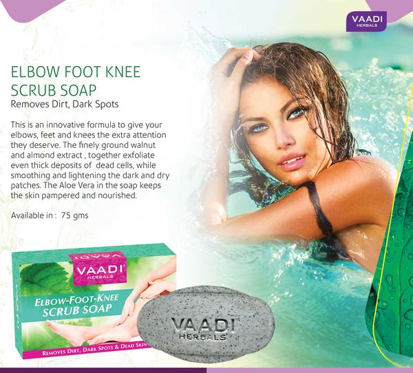 An innovative formula to give your elbows, feet & knees the extra attention they deserve. The finely ground Walnut & almond extract , together exfoliate even thick deposits of dead cells, while smoothing and lighting the areas; while Aloe Vera keeps the skin pampered.