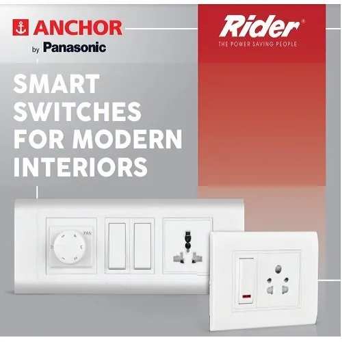 Anchor Rider switches are a popular product line from Anchor by Panasonic, a well-known brand in the electrical switches and wiring devices industry. These switches are designed to provide reliable performance and ease of use, with a focus on safety and durability.One of the key features of the Anchor Rider switches is their sleek and modern design, which makes them a popular choice for both residential and commercial settings. The switches come in a range of colors and finishes, including white, ivory, silver, and gold, to match different interior design themes.The Anchor Rider switches are made of high-quality materials, including polycarbonate, which ensures durability and resistance to wear and tear. They are also designed to be safe to use, with protection against electrical shock, overload, and short circuits.The switches are available in a variety of configurations, including one-way, two-way, and bell push, allowing users to create custom switchboard layouts to suit their specific needs. Additionally, the switches come with a variety of features designed to make them easy to install, including a simple snap-on mechanism that requires no special tools.Overall, the Anchor Rider switches are a reliable and aesthetically pleasing choice for anyone looking for high-quality electrical switches and wiring devices. With their modern design, safety features, and ease of use, they are a popular choice for residential and commercial applications alike.