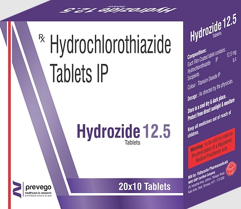 Hydrozide 12.5 Tablet is a diuretic (water pill) medicine used to treat hypertension (high blood pressure). This medicine reduces excess fluid levels in the body and treats edema (fluid overload) associated with heart, liver, kidney, or lung disease.