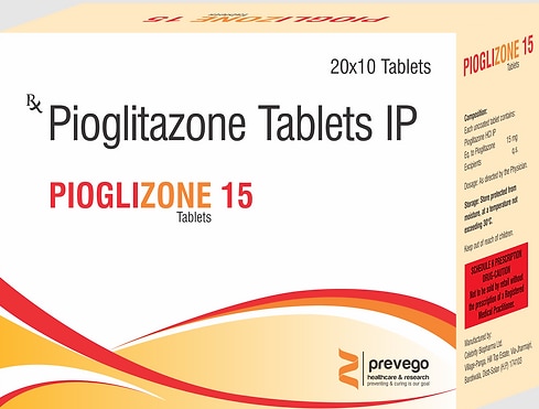 Pioglitazone 15 Tablet is a medicine used to treat type 2 diabetes mellitus in adults. It helps control blood sugar levels in people with diabetes. This helps to prevent serious complications of diabetes like kidney damage and blindness.