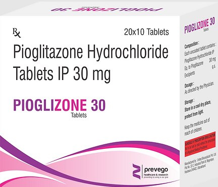 Pioglitazone 30 Tablet is a medicine used to treat type 2 diabetes mellitus in adults. It helps control blood sugar levels in people with diabetes. This helps to prevent serious complications of diabetes like kidney damage and blindness.