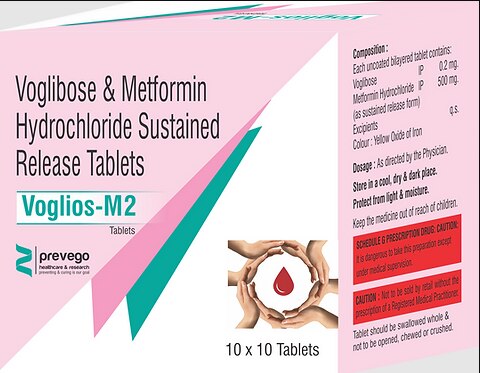 Voglios M2 Tablet belongs to a category of medicines known as anti-diabetic drugs. It is a combination of medicines used to treat type 2 diabetes mellitus in adults. It helps control blood sugar levels in people with diabetes.