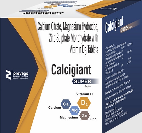 Each film coated tablets contains:- CALCIUM CITRATE 1000MG+MAGNESIUM 100MG+ZINC 4MG +VITAMIN D3 200IU.