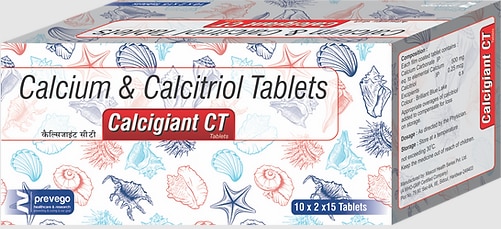 Each film coated tablets contains:- CALCIUM CARBONATE 500 + CALCITROL 20.25 MCG.