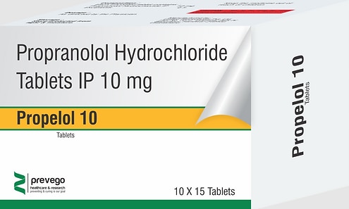 Propelol 10 Tablet helps decrease anxiety and relieve tremors. It is also used to help prevent migraine, heart-related chest pain (angina), and bleeding in the stomach caused by high blood pressure in the liver (portal hypertension).