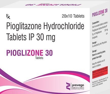 Pioglitazone 30 Tablet is a medicine used to treat type 2 diabetes mellitus in adults. It helps control blood sugar levels in people with diabetes. This helps to prevent serious complications of diabetes like kidney damage and blindness.
