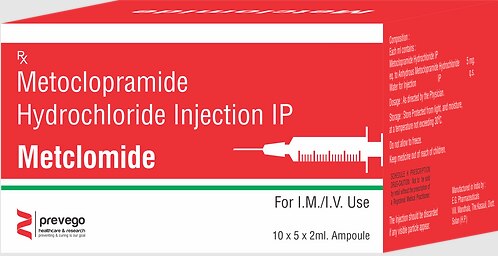 Metclomide Injection is a prescription medicine used to treat nausea, vomiting, indigestion, and heartburn. It prevents the feeling of fullness during or shortly after a meal and help reduce symptoms caused by the flow of the stomach contents back into the food pipe.