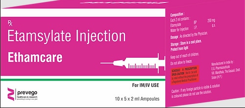 Ethamcare Injection is used in the treatment of bleeding. It is used to prevent or reduce bleeding in conditions like abnormal blood loss during periods and dysfunctional uterine bleeding. It also prevents or reduces bleeding during, before or after delicate surgeries.