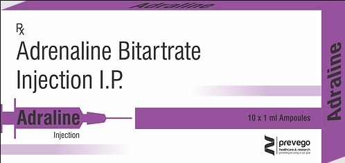 ADRALINE Injection is used in the treatment of life-threatening emergencies like severe allergic reaction and cardiac arrest. It rapidly relieves breathlessness and wheezing by relaxing the airways. It also stimulates the heart and increases the blood pressure.
