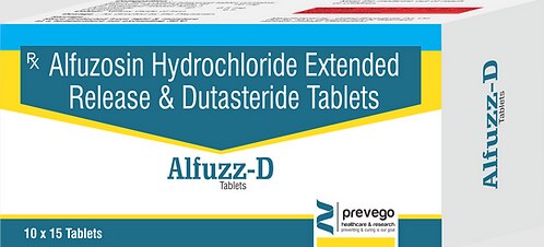 ALFUZZ D Tablet ER is a combination of two medicines that work in different ways to treat men with an enlarged prostate gland. It helps to relieve symptoms such as difficulty urinating or needing to go to the toilet more often. It is not used to prevent prostate cancer.