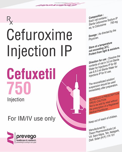 CEFUXETIL 750MG Injection is an antibiotic medicine used to treat bacterial infections in your body. It is effective in infections of the lungs (e.g. pneumonia), ear, throat, nasal sinus, urinary tract, skin, soft tissues, bones, and joints. It is also used to prevent infections during surgery.