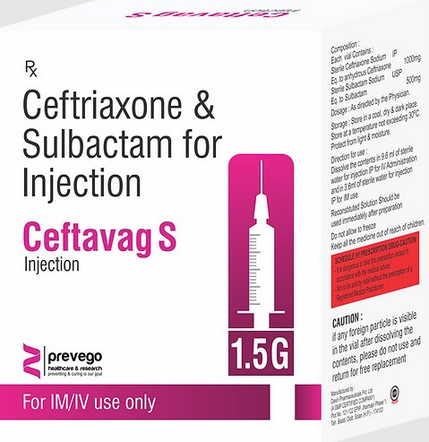 CEFTAVAG S 1g Injection is a combination medicine. It is prescribed to treat various types of bacterial infections. It fights against the microorganisms to prevent their growth and further spread of the infection.