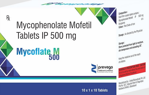MYCOFLATE M 500 Tablet belongs to a group of medicines called immunosuppressants. It is used with other medicines to prevent your body from rejecting an organ (such as a kidney, heart, or liver) after a transplant. It works by suppressing your body’s immune system so that it does not attack the new organ.