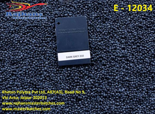 DARK GREY E- 12034 HAS DARK GREY COLOR SHADE. IT HAS EXCELLENT HEAT STABILITY AND COMPATIBILITY WITH PE PP RESIN.IT HAS WIDELY USED IN MOULDING APPLICATION.