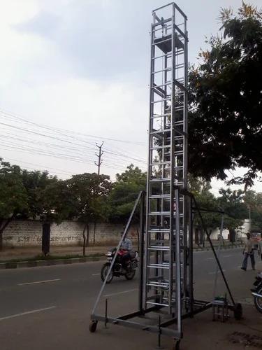 Dimensions-As Per RequirementUsage/Application-IndustrialHeight-20 feet to 50 feetWheels-4Color-SilverLoad Bearing Capacity-150 KgLadder Section-C Channel 66*31*2.5/3 mmMaterial-AluminumBase-Heavy Duty MS Base Country of Origin-Made in India