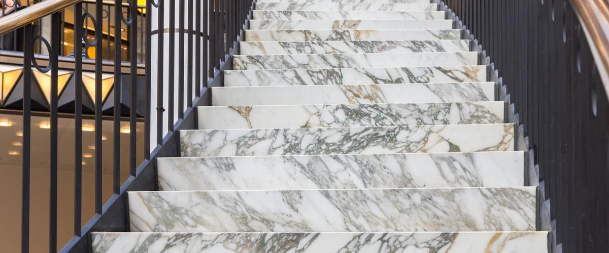 Readymade Stairs in White Stairs is Made by KGM Stone.