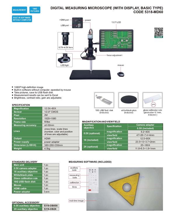 A digital microscope is an efficient tool to inspect and analyze various objects from micro-fabricated parts to large electronic devices. Digital microscopes are used in a wide range of industries, such as education, research, medicine, forensics, and industrial manufacturing.