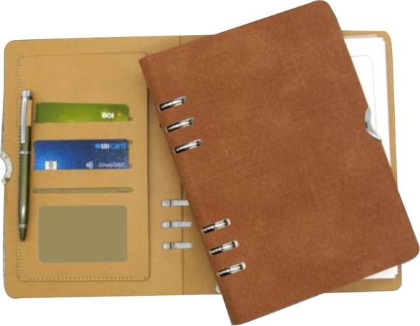 Leather or Wooden Cover metal wiro binding Diary with note , Card Holder, Pen Holder